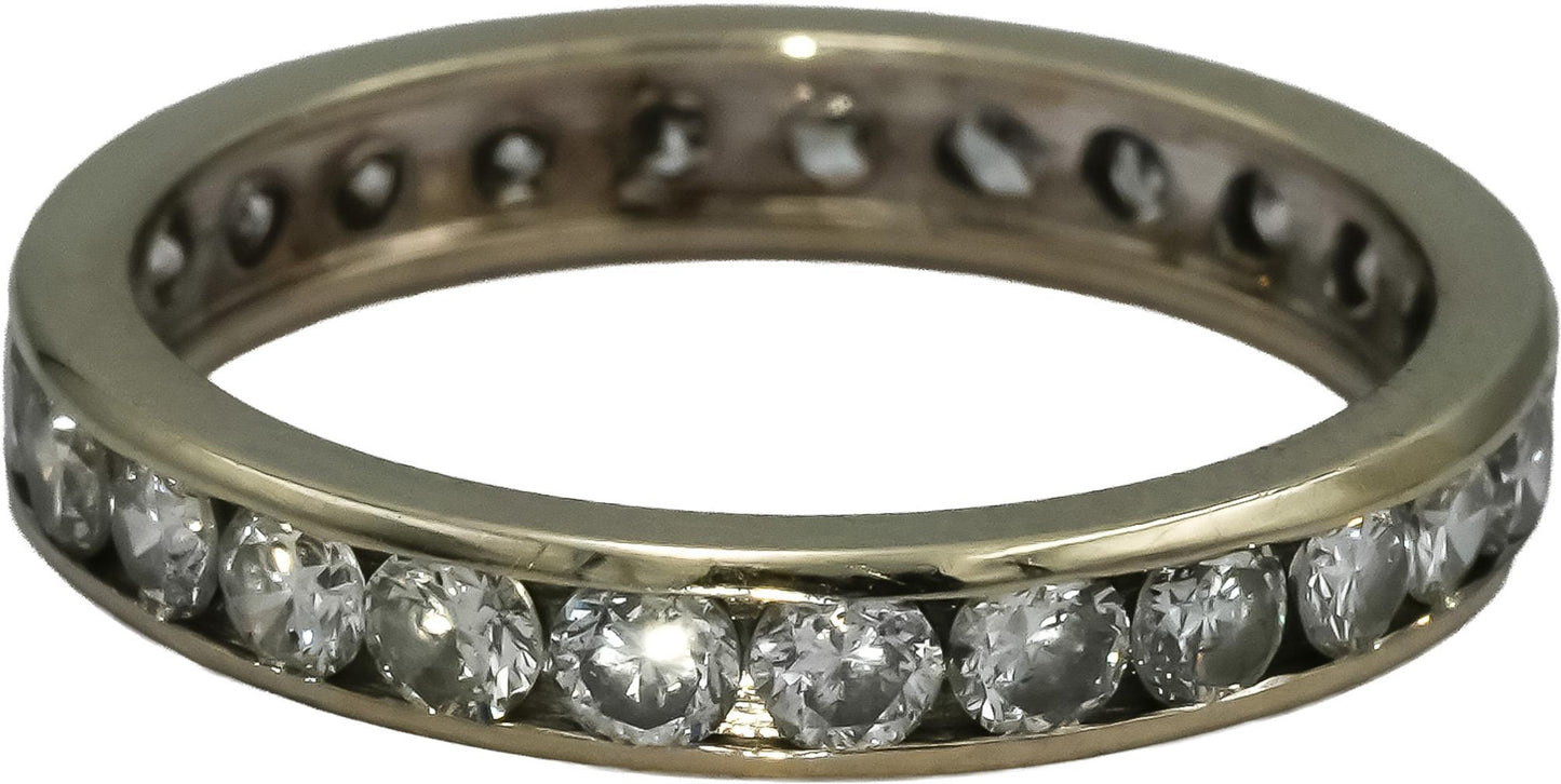 14k White Gold Round Channel Set Diamond Eternity Band Ring 1.0CT Size 5.75