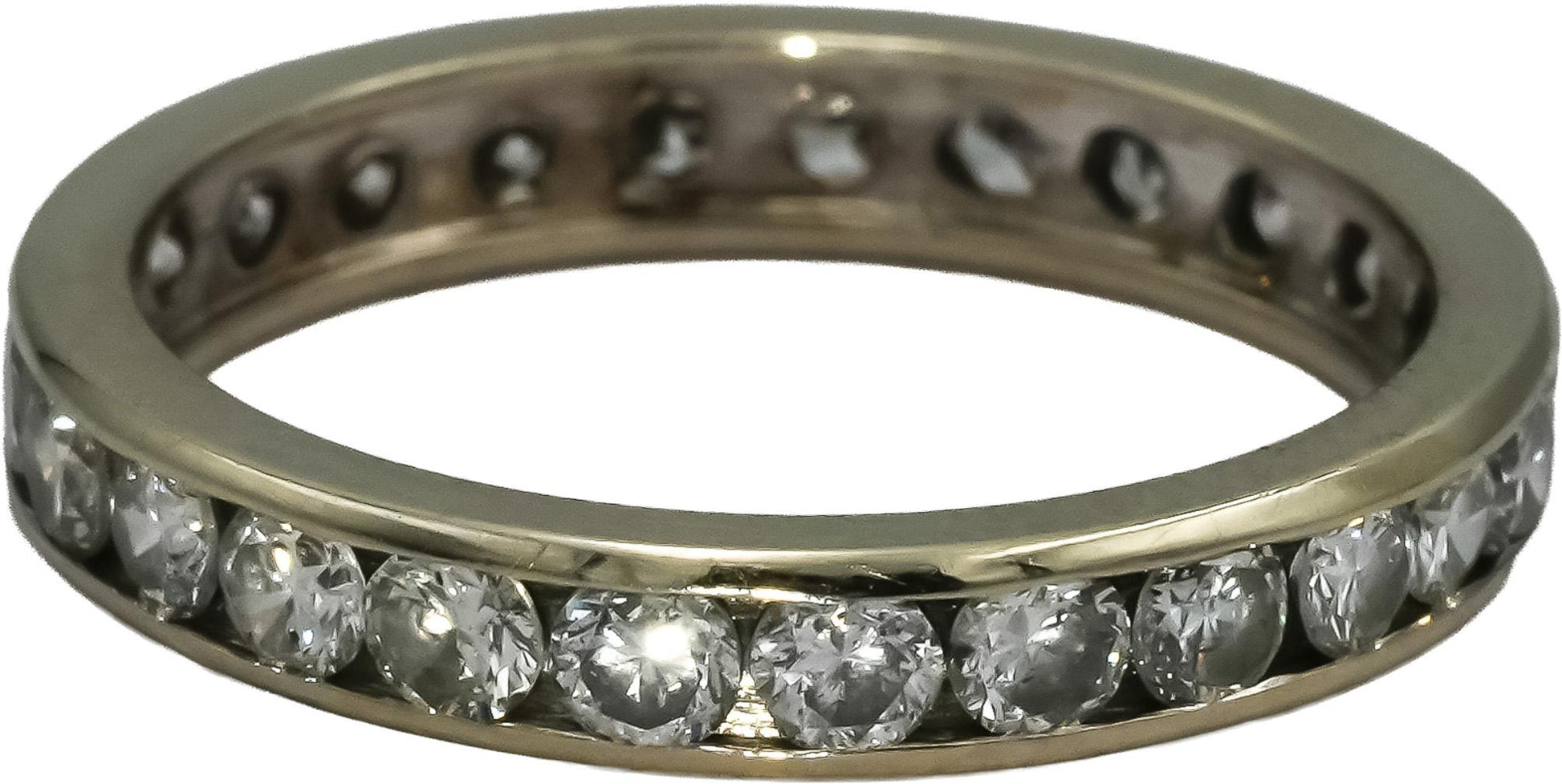 14k White Gold Round Channel Set Diamond Eternity Band Ring 1.0CT Size 5.75