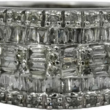 10k White Gold Round and Baguette Cut Diamond Cluster Band Ring 1.0CT Size 8.5