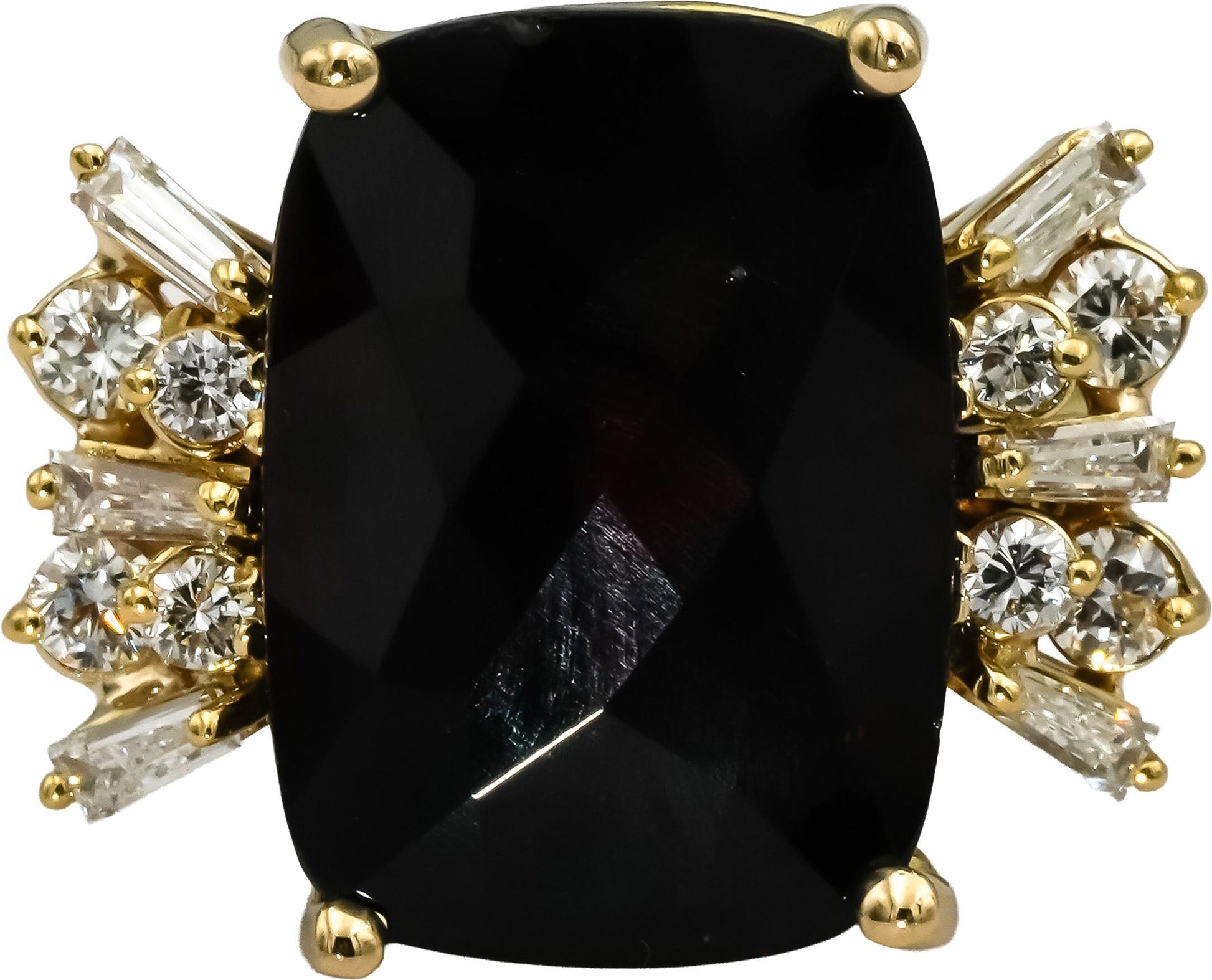 18k Yellow Gold VS Diamond and Garnet Cocktail Ring 16.50CT Size 6.75