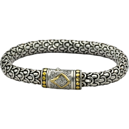 JOHN HARDY Sterling Silver 18k Gold Diamond Naga Collection 8mm Bracelet 0.25CT