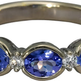 14k White Gold Oval Cut Tanzanite Band Ring 1.25CT Size 7.25 w/ Diamond Accents