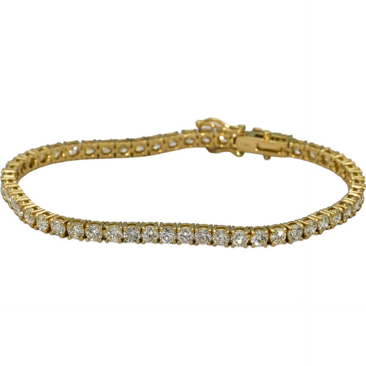 14k Yellow Gold VS Round Diamond Tennis Bracelet 7.05CT