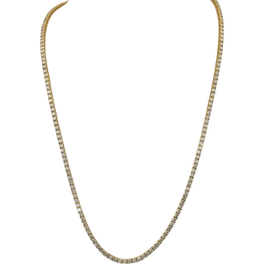 14k Yellow Gold VS Round Diamond Tennis Necklace 9.0CT