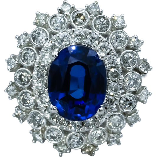 14k White Gold Diamond and Tanzanite Cocktail Ring 3.0CT Size 6