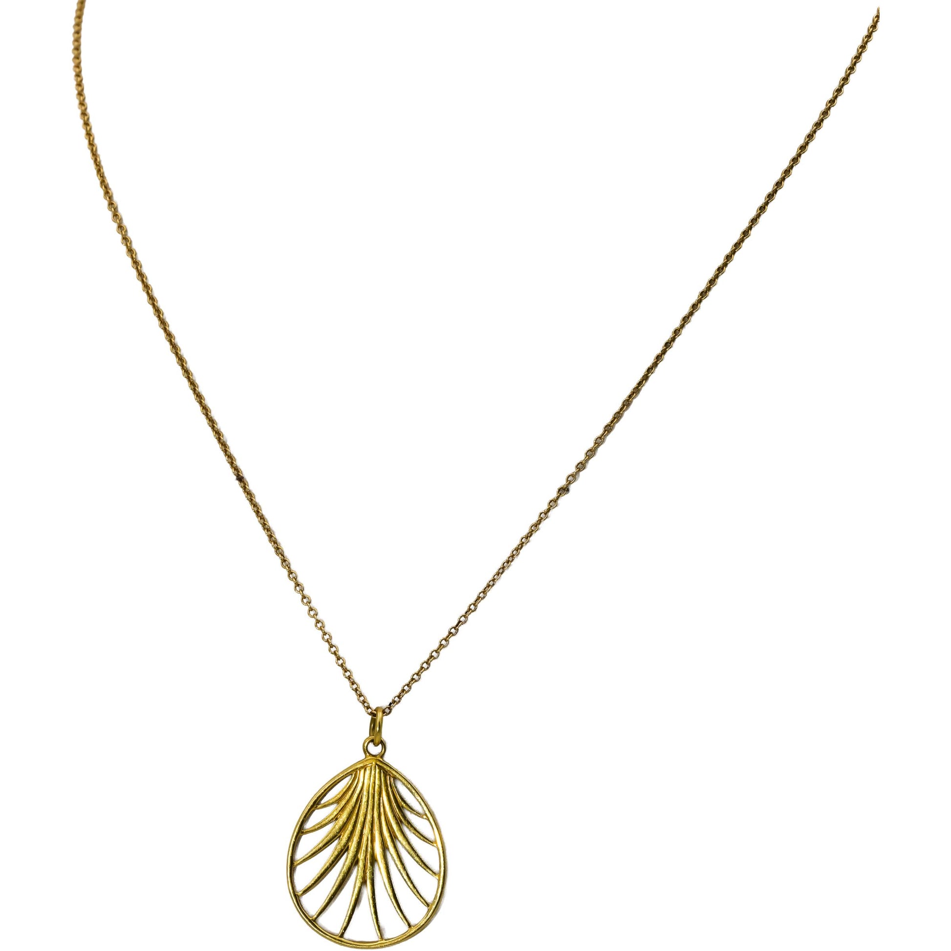 TIFFANY & CO. 18k Yellow Gold Paloma Picasso Villa Palm Leaf Pendant Necklace