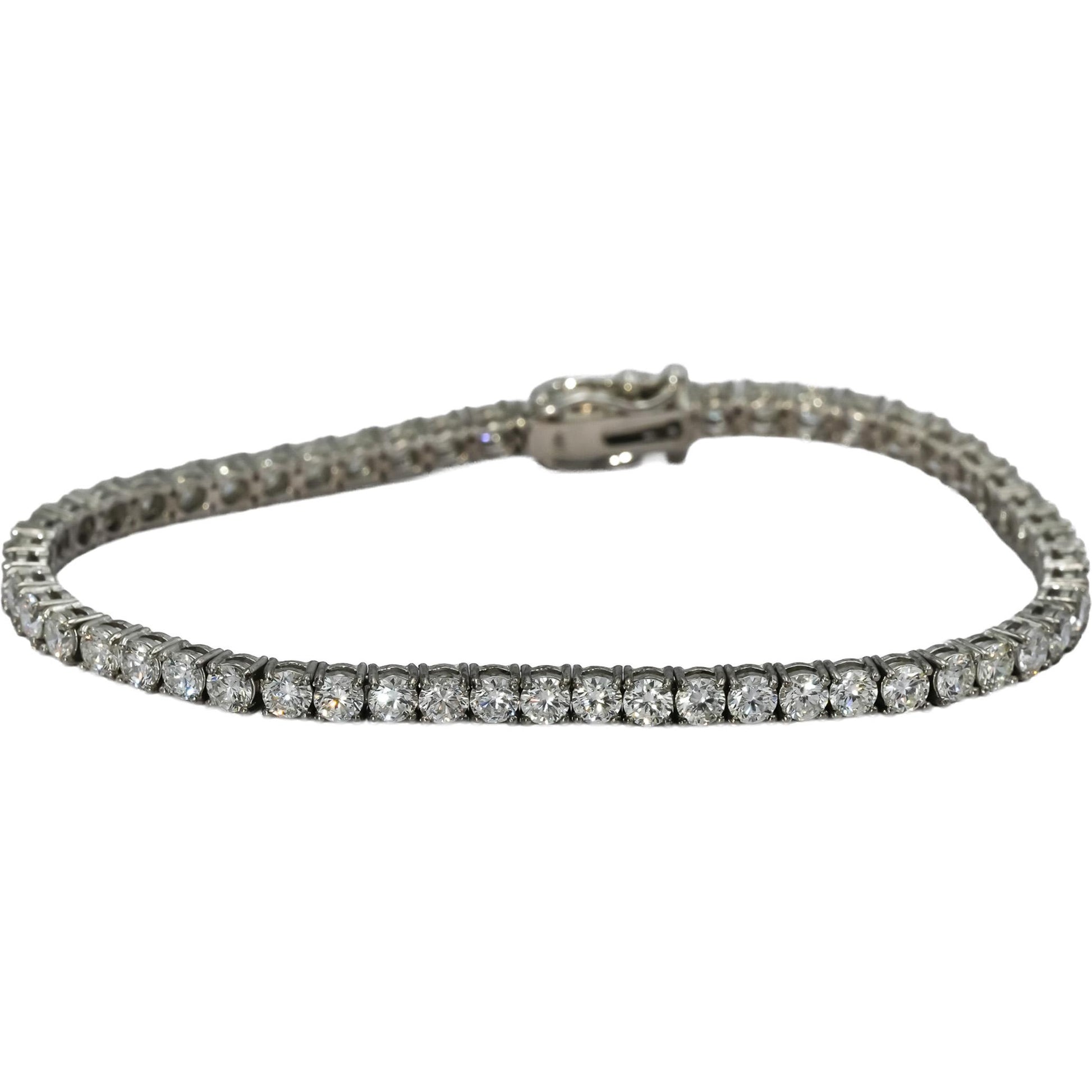 14k White Gold VS Round Lab-Grown Diamond Tennis Bracelet 5.83CT