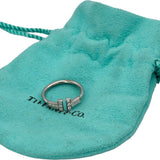 TIFFANY & CO. 18k White Gold Diamond T Band Ring 0.18CT Size 5.5 w/ Pouch