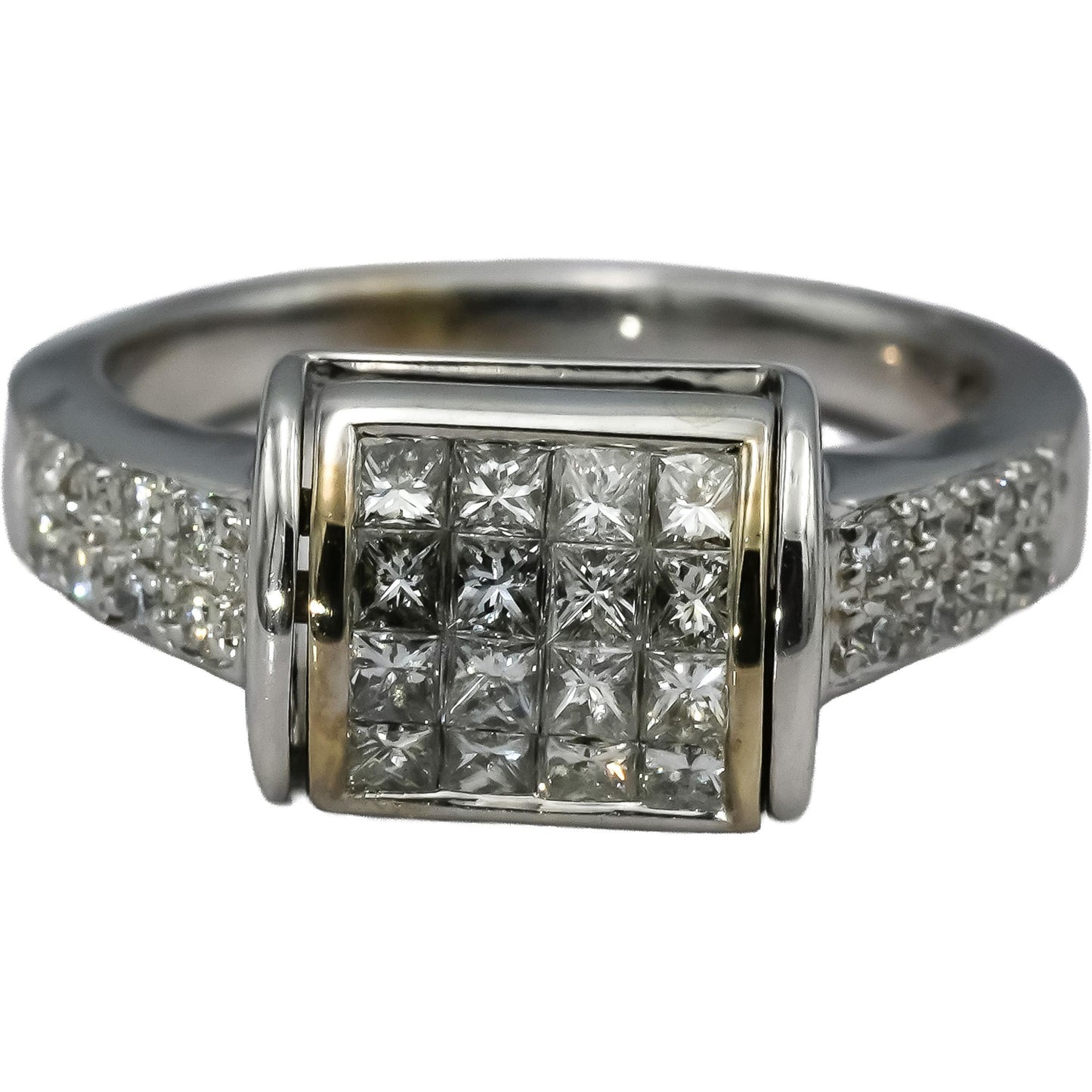 14k White Gold VS Diamond and Sapphire Reversible Ring 1.0CT Size 6