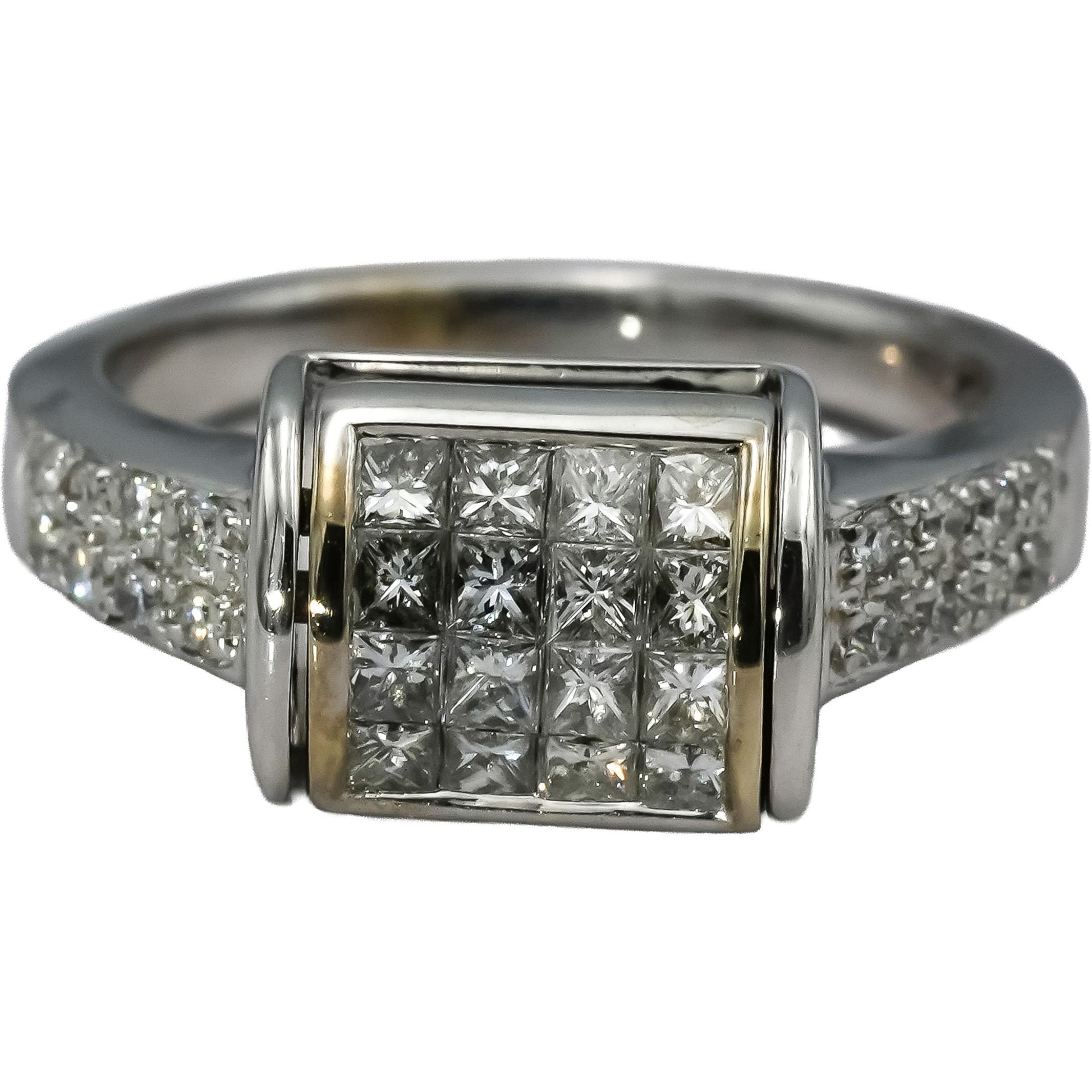 14k White Gold VS Diamond and Sapphire Reversible Ring 1.0CT Size 6
