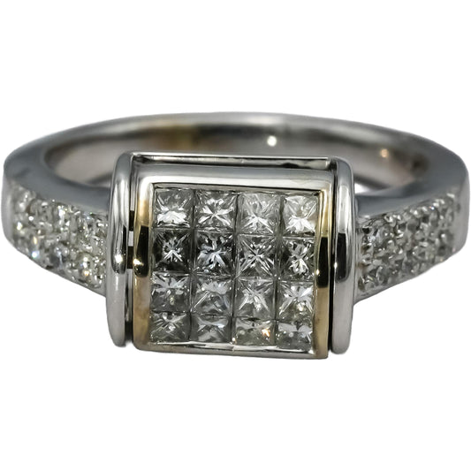 14k White Gold VS Diamond and Sapphire Reversible Ring 1.0CT Size 6