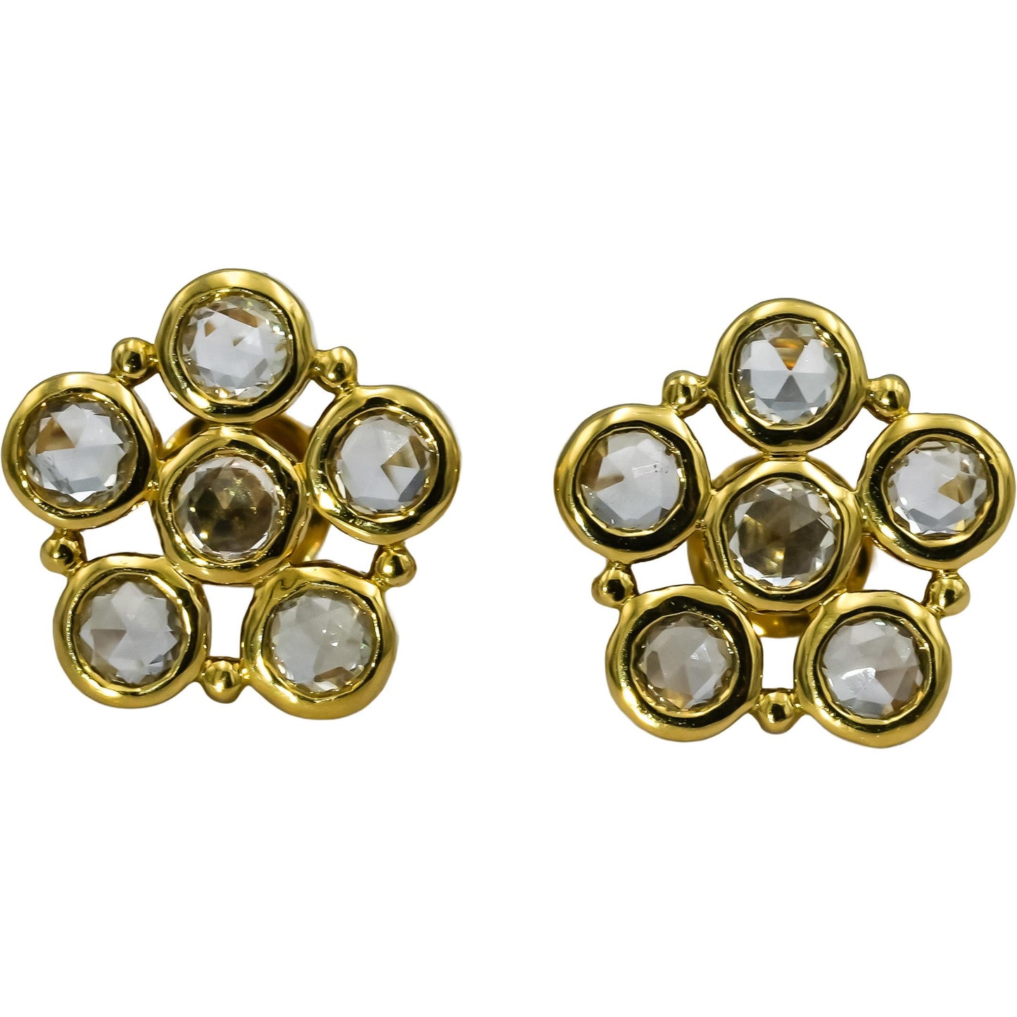 TEMPLE ST. CLAIR 18k Yellow Gold VS Diamond Flower Stud Earrings 0.62CT