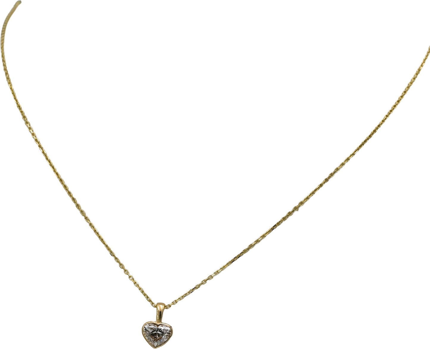 14k Yellow Gold VS Heart Cut Diamond Solitaire Pendant Necklace 1.0CT