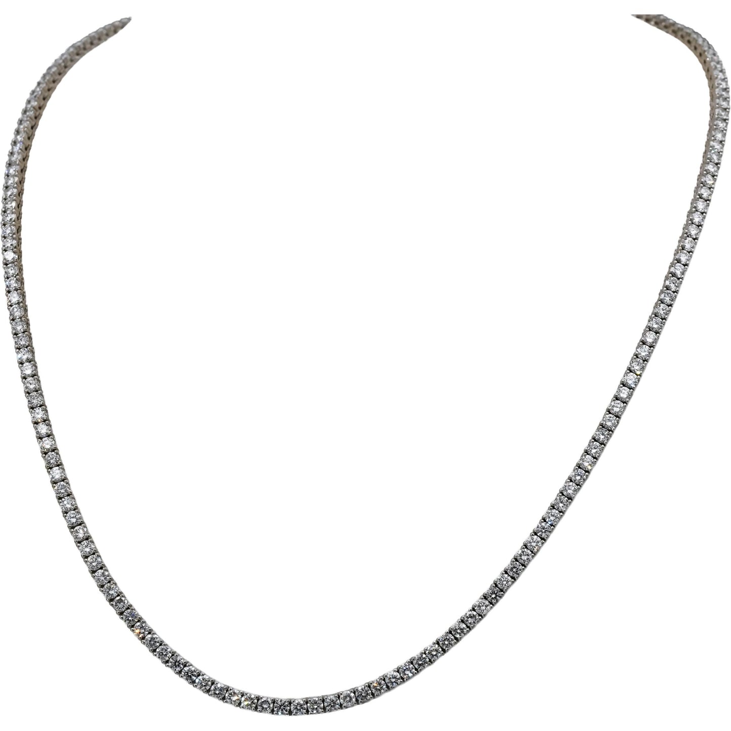 14k White Gold VS Round Lab-Grown Diamond Tennis Necklace 10.83CT