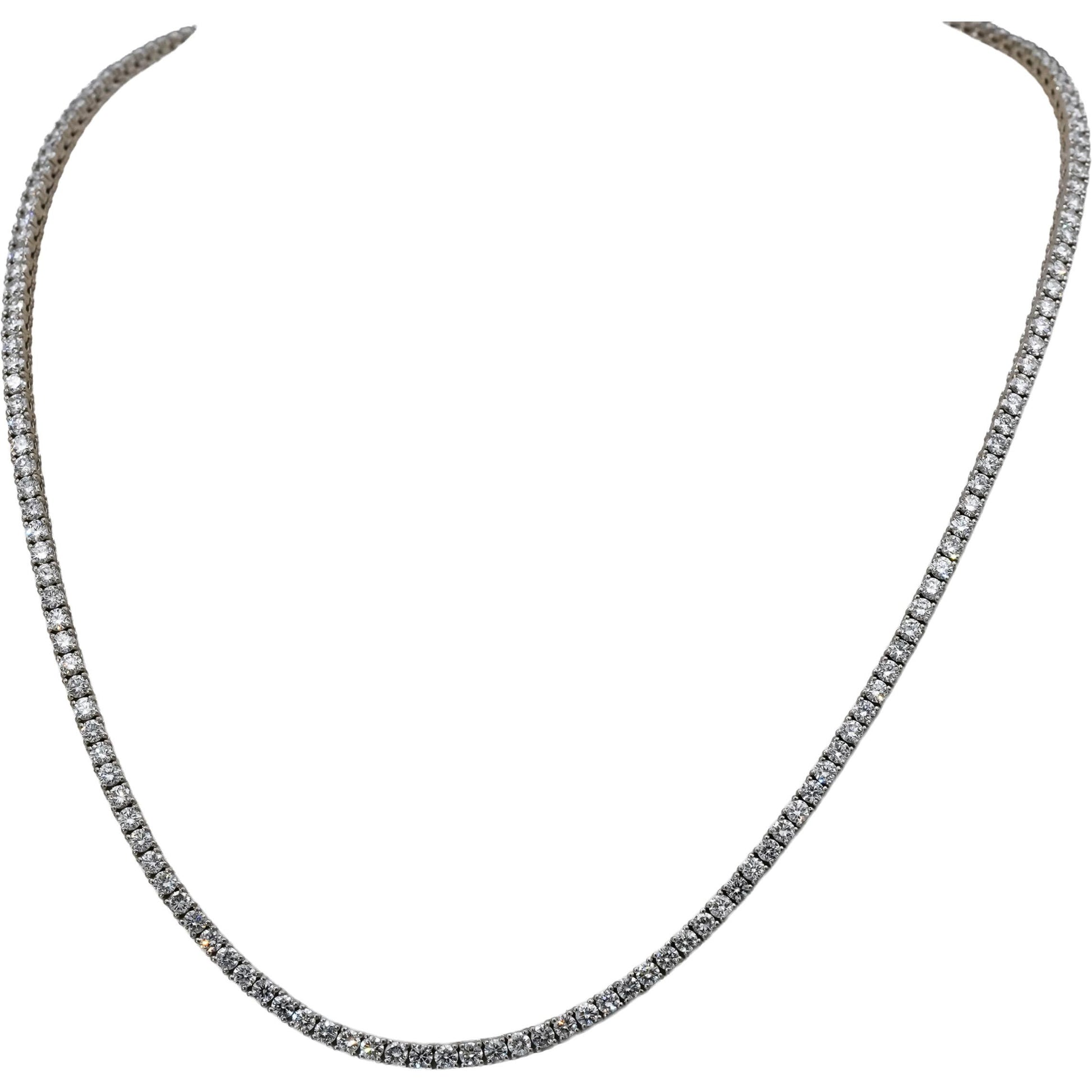 14k White Gold VS Round Lab-Grown Diamond Tennis Necklace 10.83CT