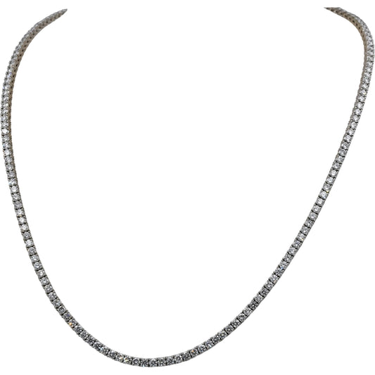 14k White Gold VS Round Lab-Grown Diamond Tennis Necklace 10.83CT