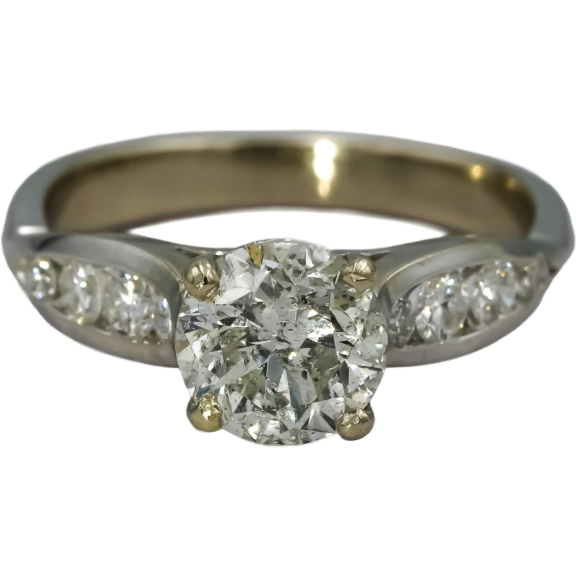 18k White Gold Round Diamond Engagement Ring 1.71CT w/ 1.51CT Center Size 6.25