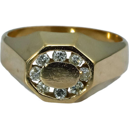 14k Yellow Gold Round Diamond Men's Ring 0.33CT Size 9