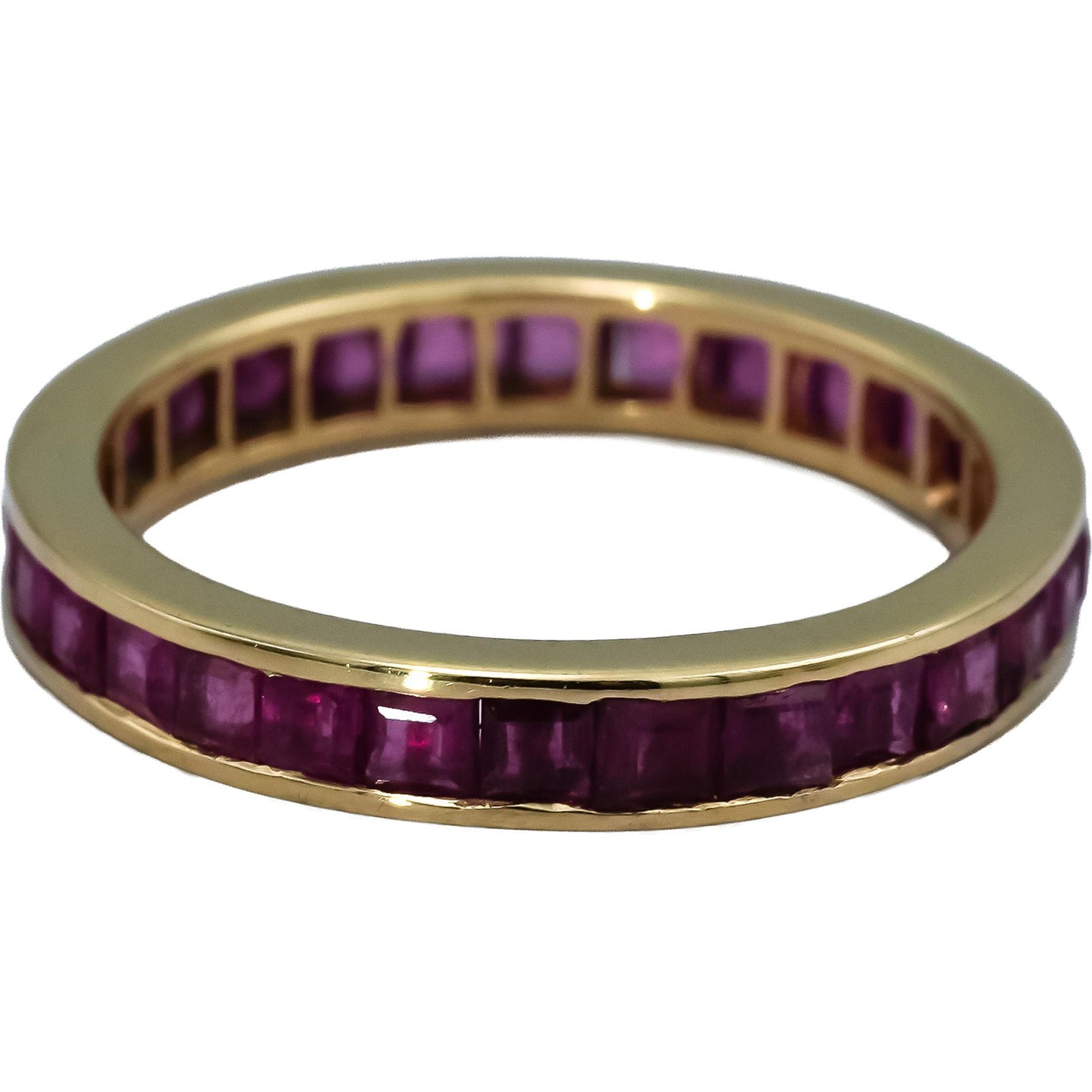 14k Yellow Gold Channel Set Ruby Eternity Band Ring 1.25CT Size 6