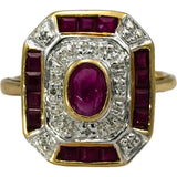 10k Yellow and White Gold Ruby Cocktail Ring 1.0CT Size 5 w/ Diamond Accents