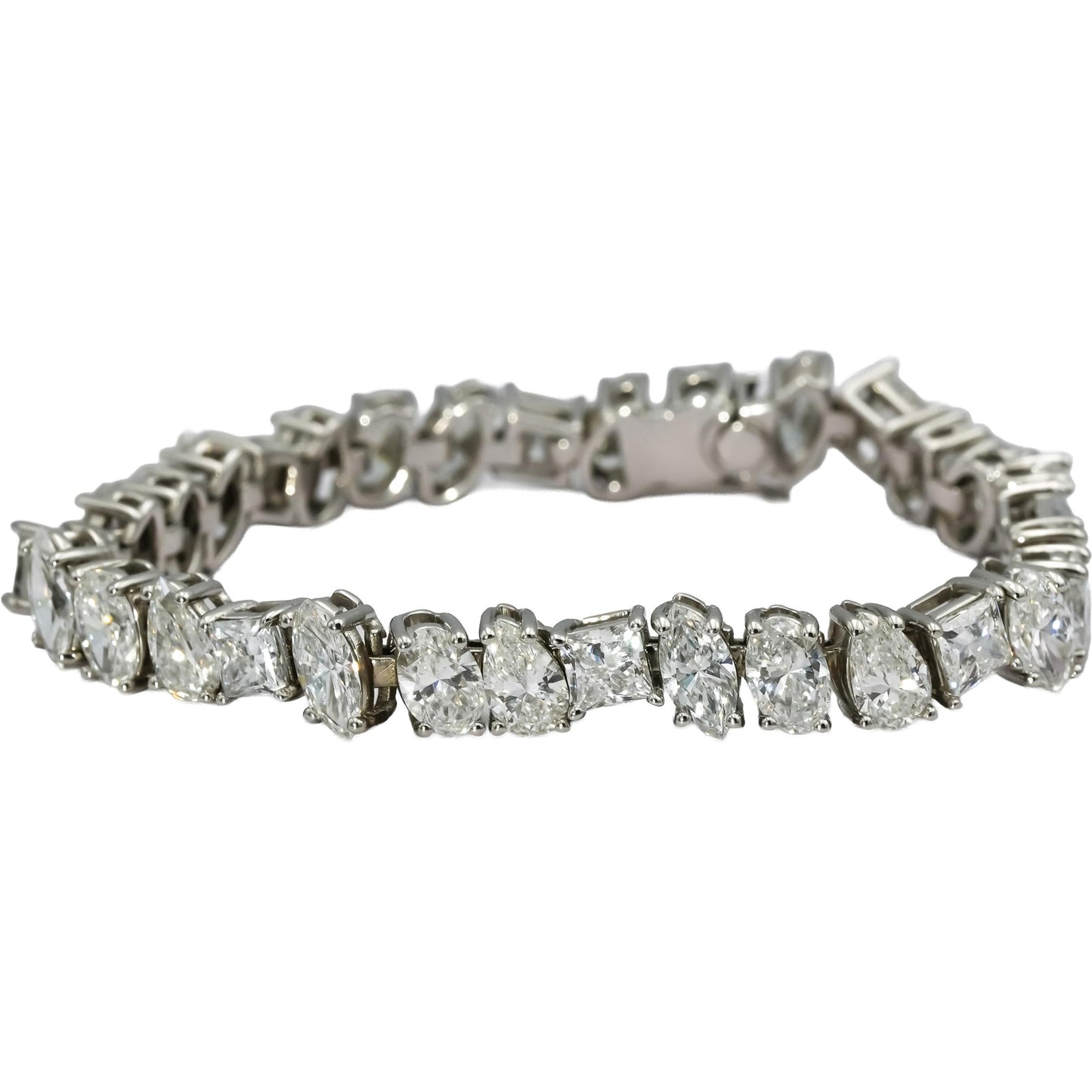 14k White Gold Mixed Cut Lab-Grown Diamond Tennis Bracelet 16.51CT