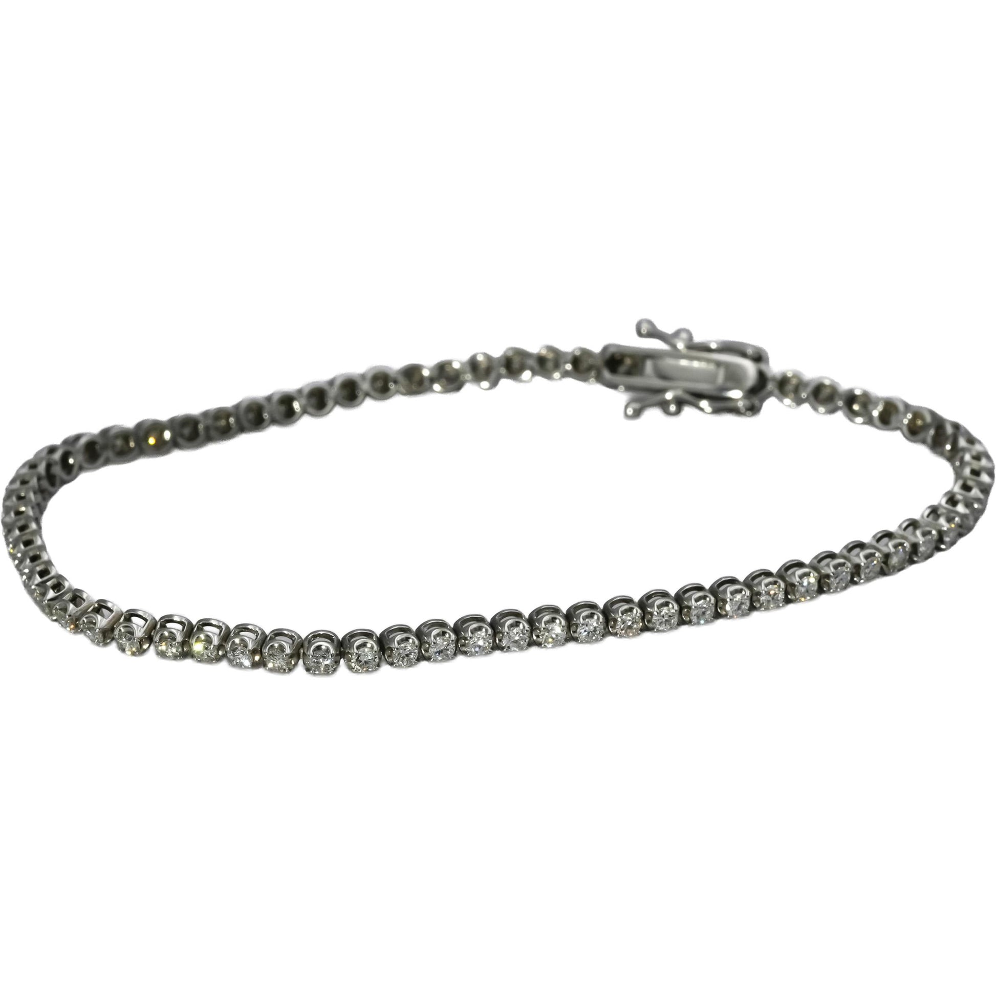 14k White Gold Round Diamond Tennis Bracelet 1.75CT 67 Pieces
