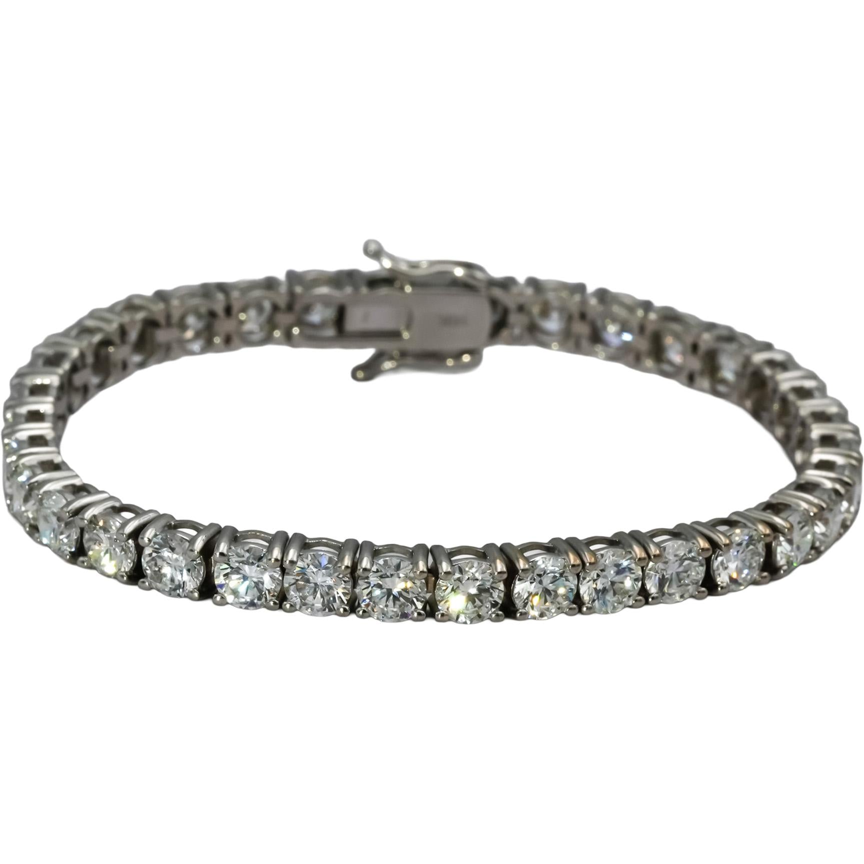 GIA 18k White Gold VS1-SI1/D-H Diamond Tennis Bracelet 13.94CT 34 Stones