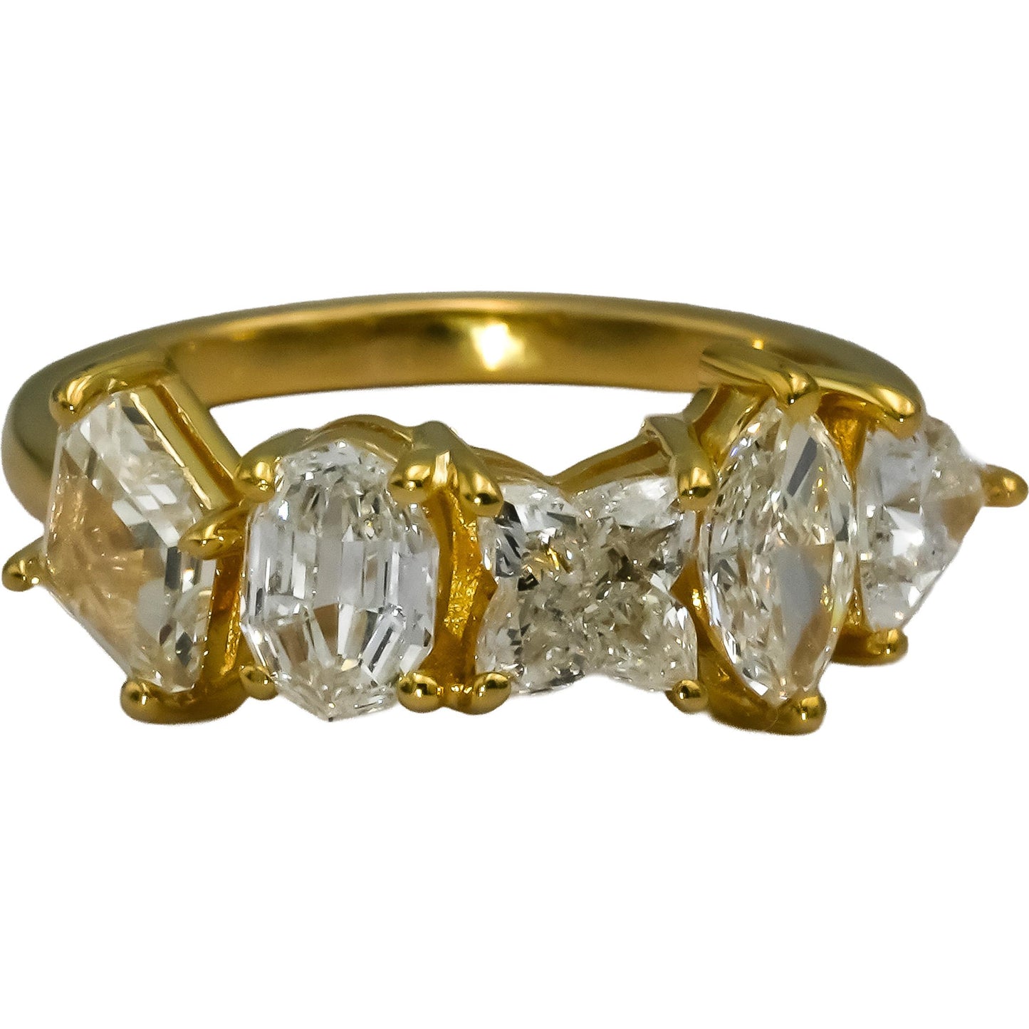 14k Yellow Gold VS Mixed Cut Diamonds Five Stone Ring 2.02CT Size 6