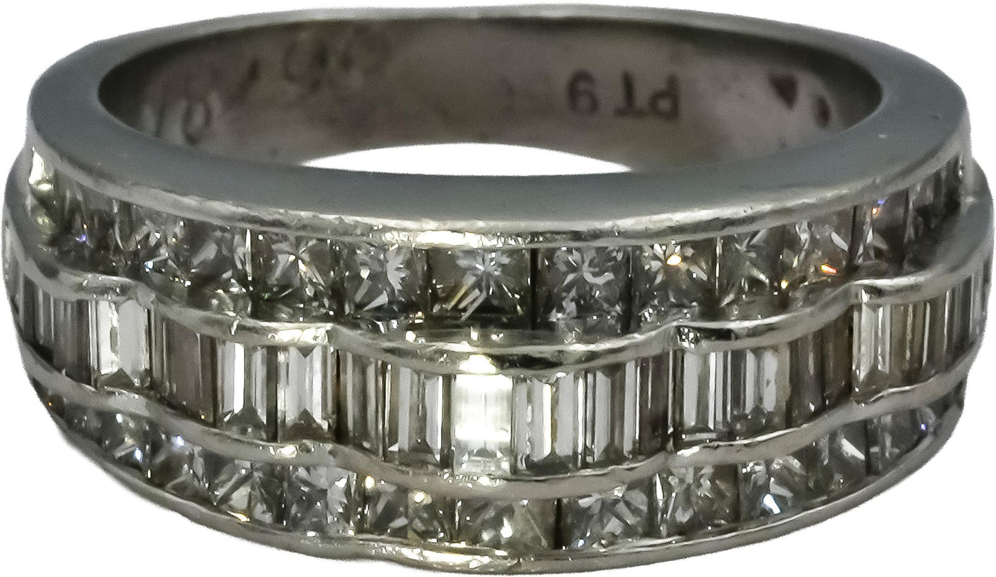 Platinum VS Princess and Baguette Diamond Ring 2.0CT Size 5.25