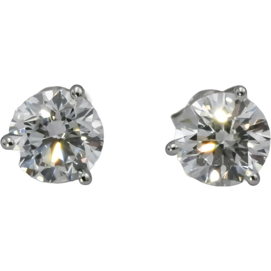 14k White Gold Round Lab-Grown Diamond Martini Setting Stud Earrings 2.01CT