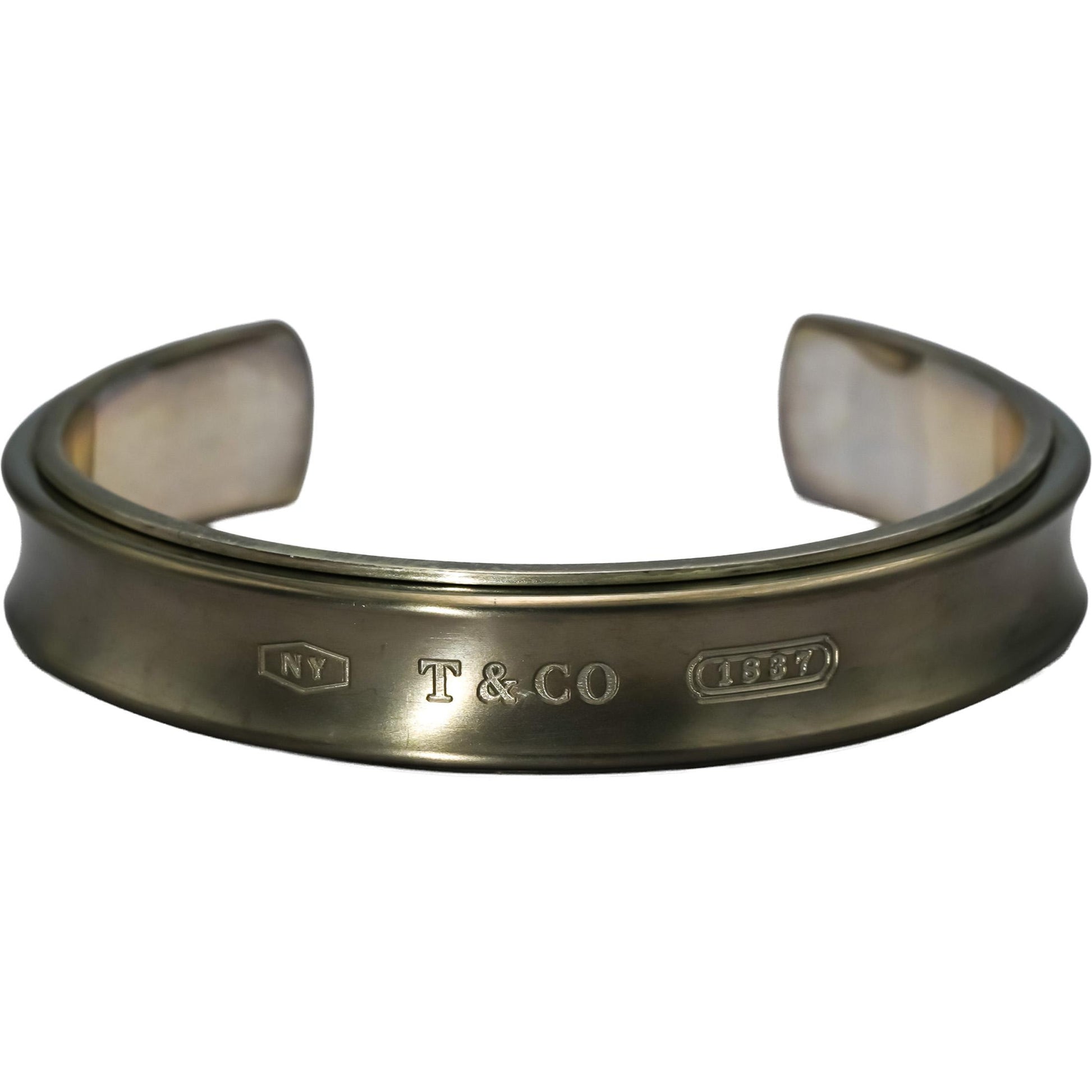 TIFFANY & CO. Sterling Silver Titanium 1837 Narrow Cuff Bracelet