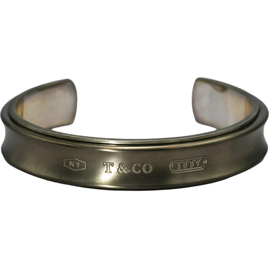 TIFFANY & CO. Sterling Silver Titanium 1837 Narrow Cuff Bracelet