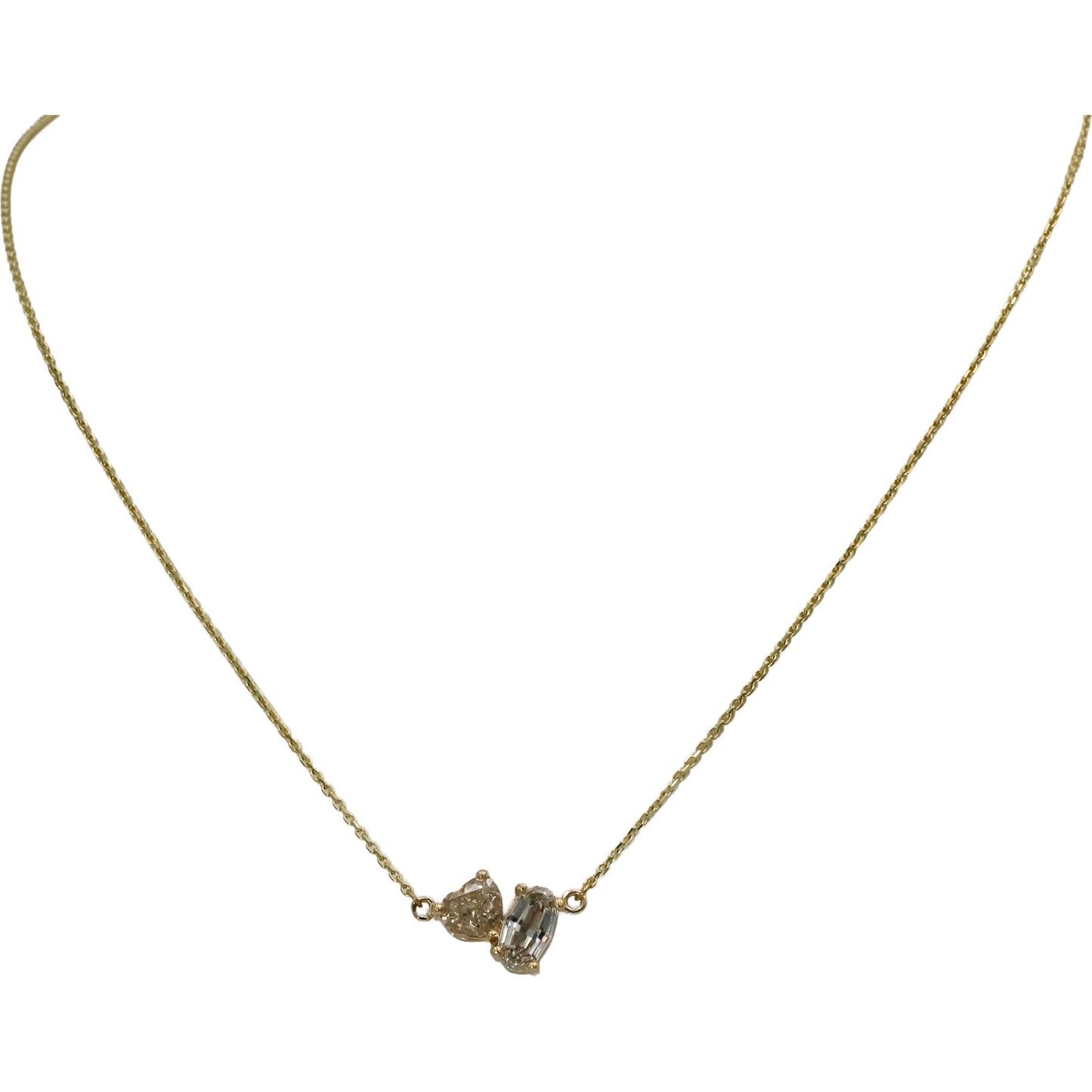 14k Yellow Gold VS Oval and Heart Cut Diamond Pendant Necklace 2.01CT