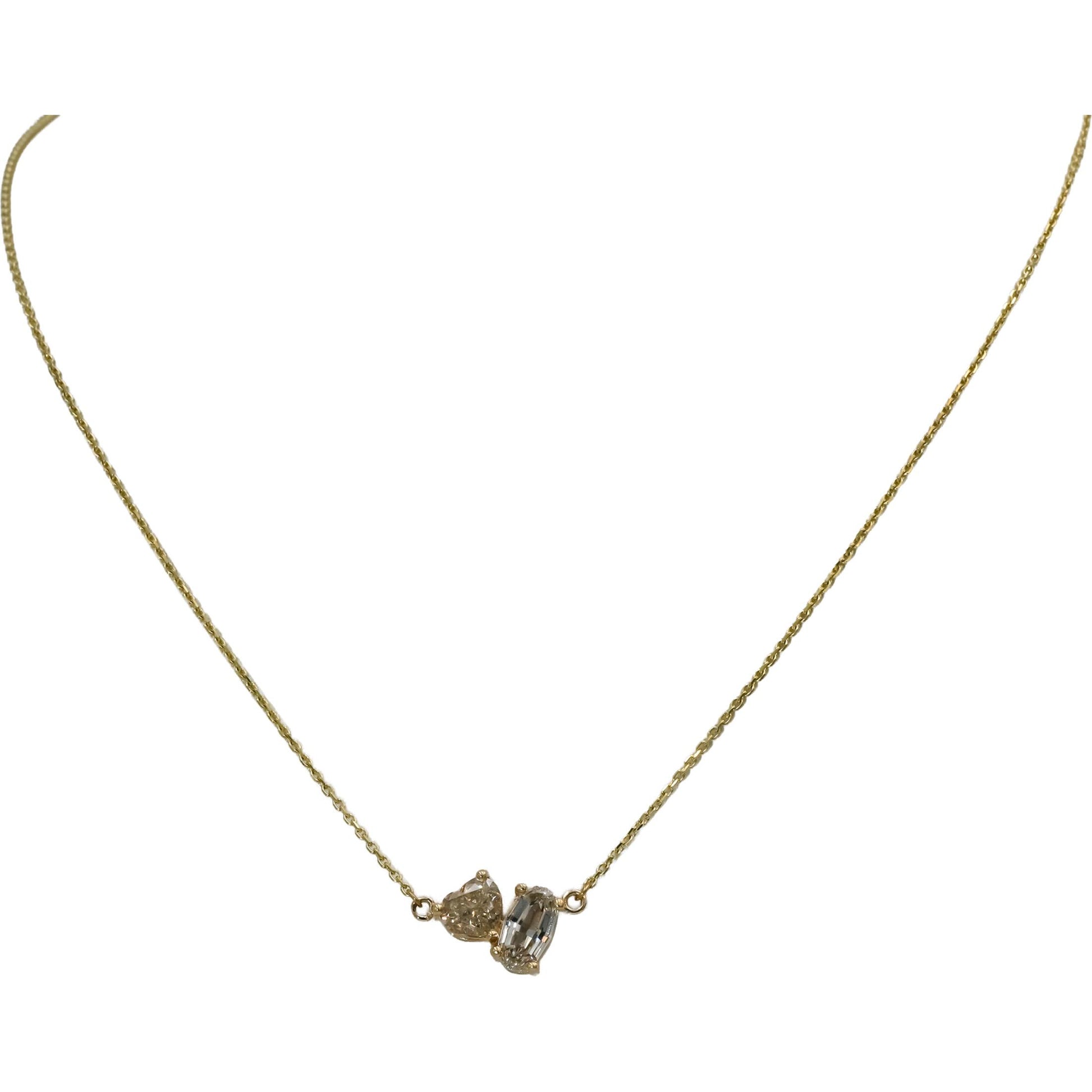 14k Yellow Gold VS Oval and Heart Cut Diamond Pendant Necklace 2.01CT