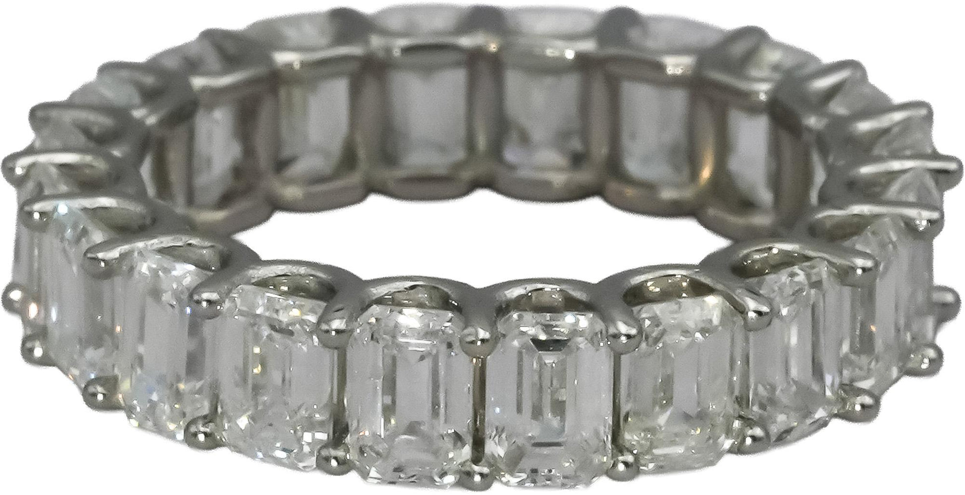 18k White Gold VS Emerald Cut Diamond Eternity Band Ring 6.29CT Size 6.75