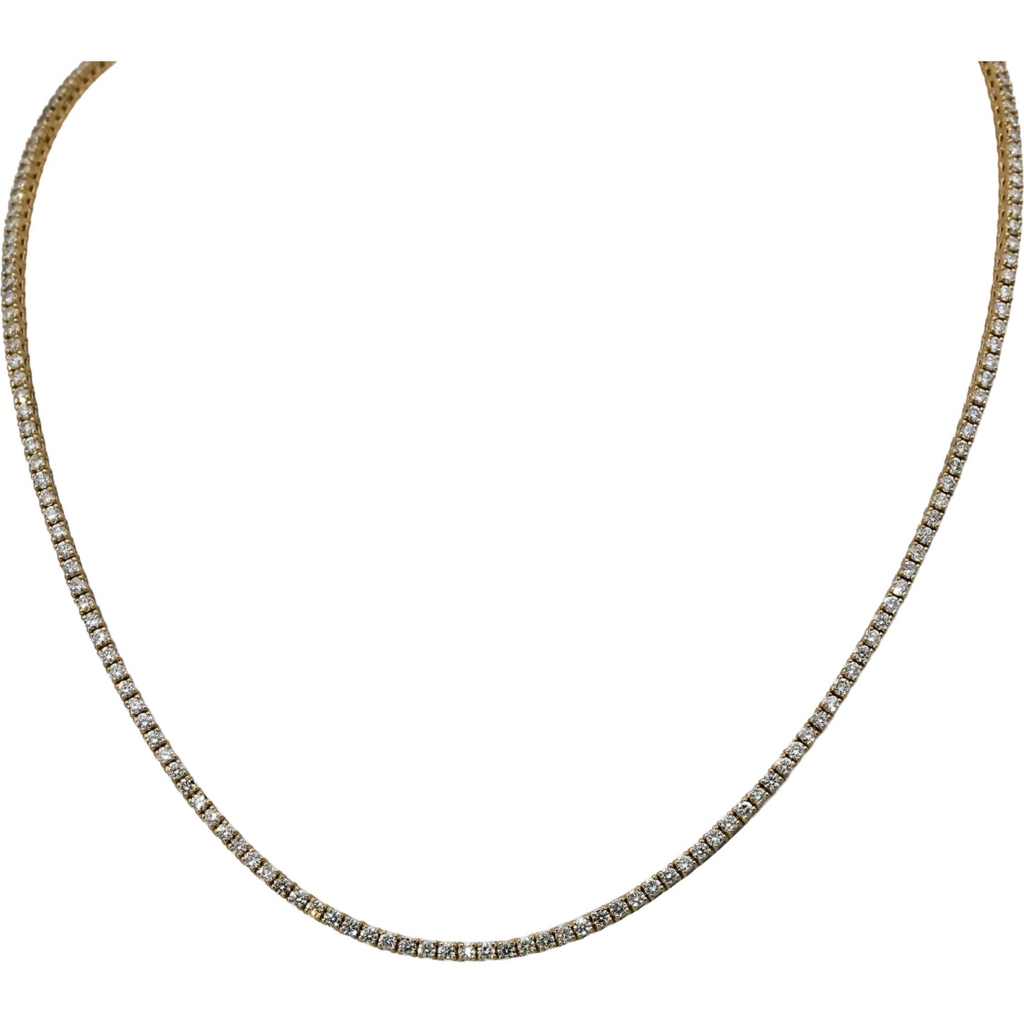14k Yellow Gold Round Diamond Tennis Necklace 5.45CT