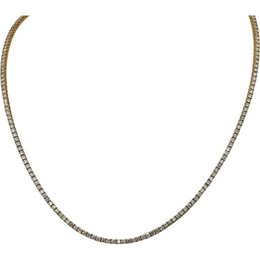 14k Yellow Gold Round Diamond Tennis Necklace 5.45CT