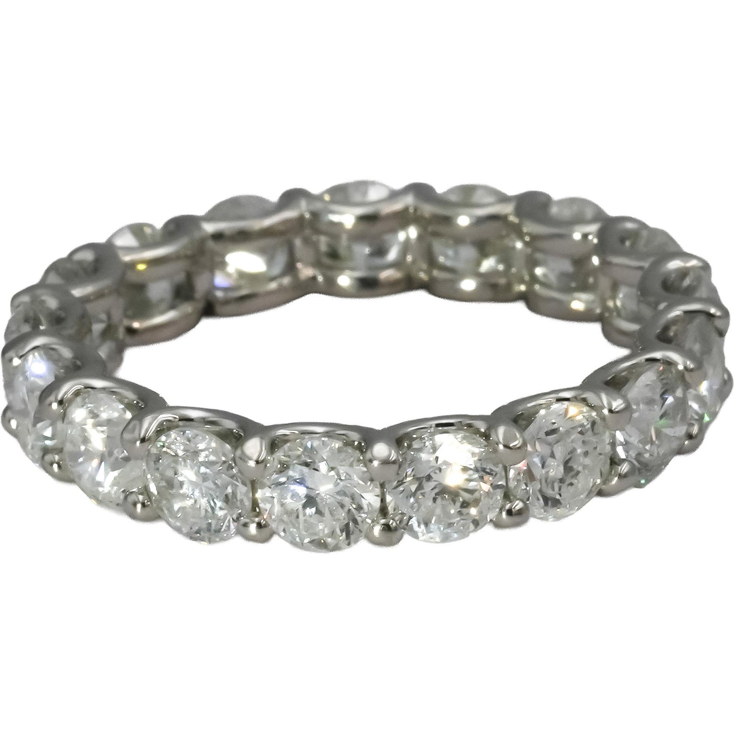 14k White Gold Round Diamond Shared Prong Eternity Band Ring 4.0CT Size 7