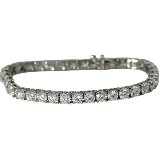 GIA Certified 14k White Gold VS1-VS2/E-F Natural Diamond Tennis Bracelet 18.96CT