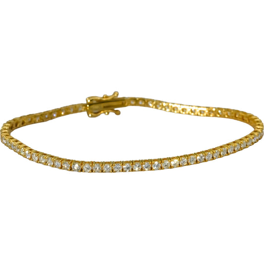 14k Yellow Gold VS Round Diamond Tennis Bracelet 3.06CT