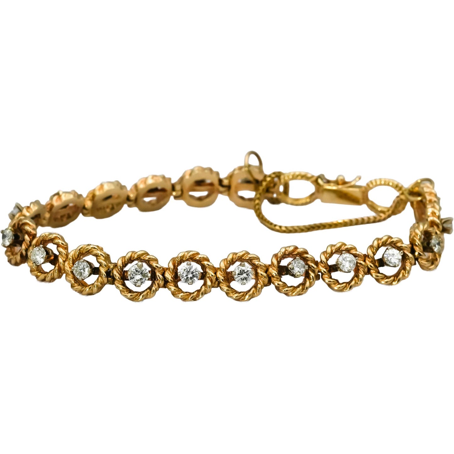 14k Yellow Gold VS Round Diamond Rope Link Bracelet 2.0CT