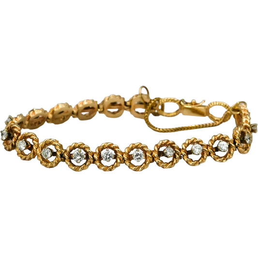 14k Yellow Gold VS Round Diamond Rope Link Bracelet 2.0CT