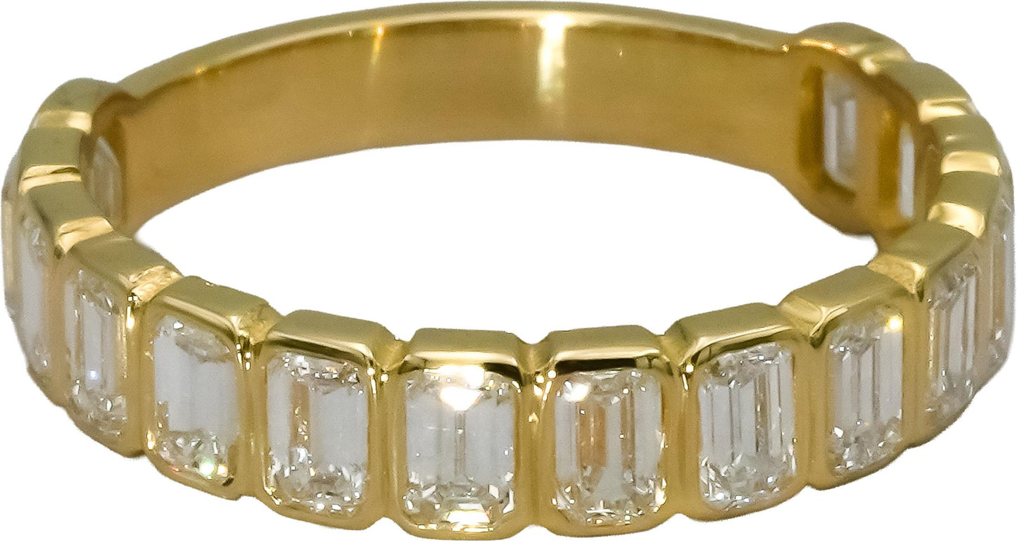 14k Yellow Gold VS Emerald Cut Diamond Band Ring 1.62CT Size 6.25