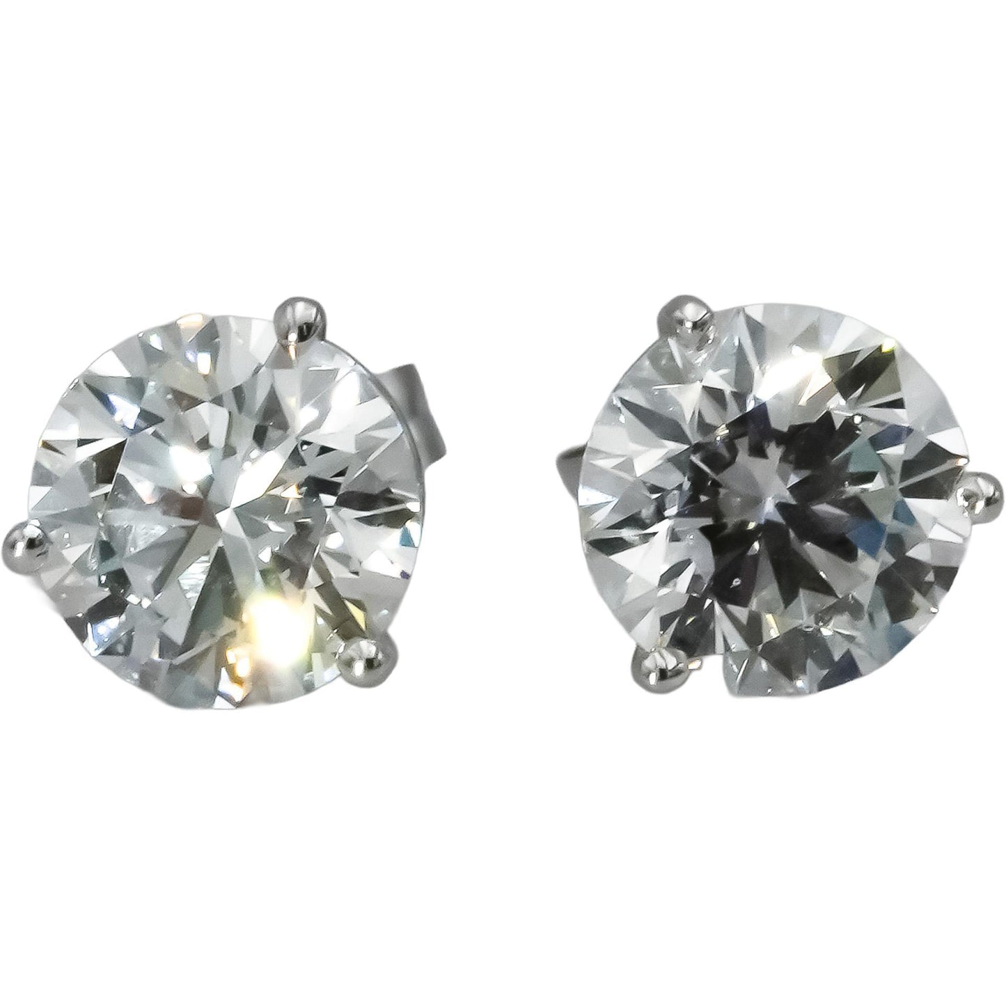 14k White Gold VS Round Lab-Grown Diamond Martini Setting Stud Earrings 4.10CT