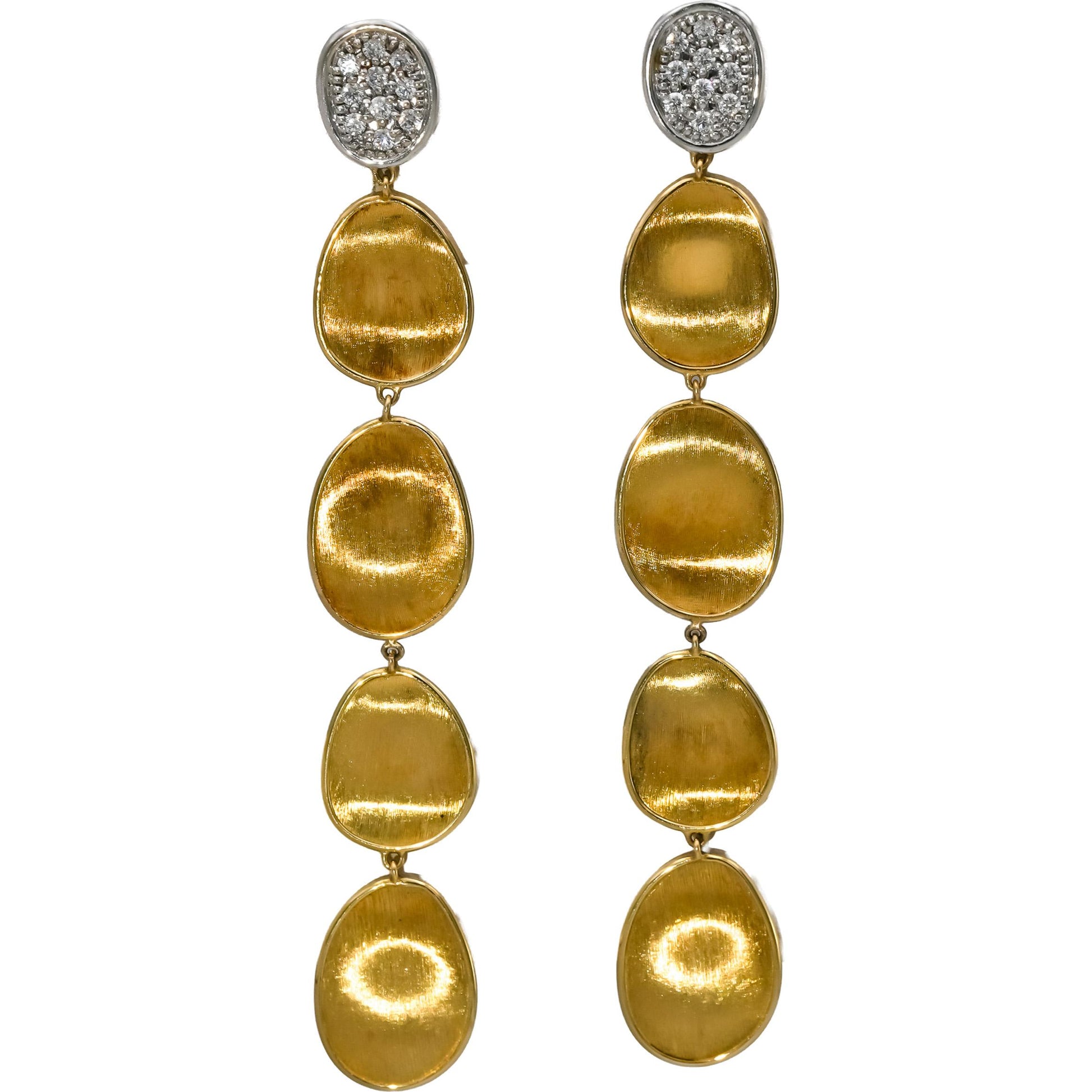 MARCO BICEGO 18k Yellow White Gold Lunaria Drop Dangle Earrings w/ Diamonds