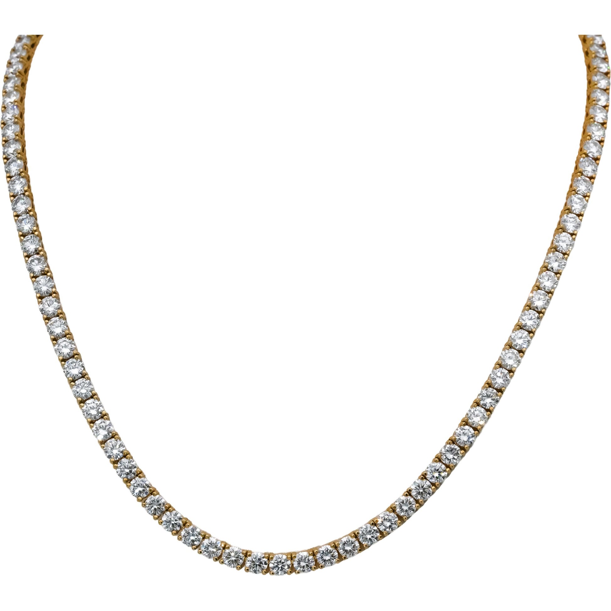 14k Yellow Gold Round VS Lab-Grown Diamond Tennis Necklace 30.45CT