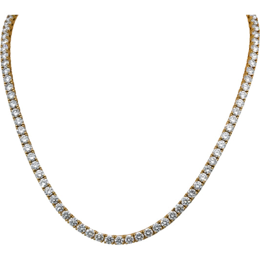 14k Yellow Gold Round VS Lab-Grown Diamond Tennis Necklace 30.45CT