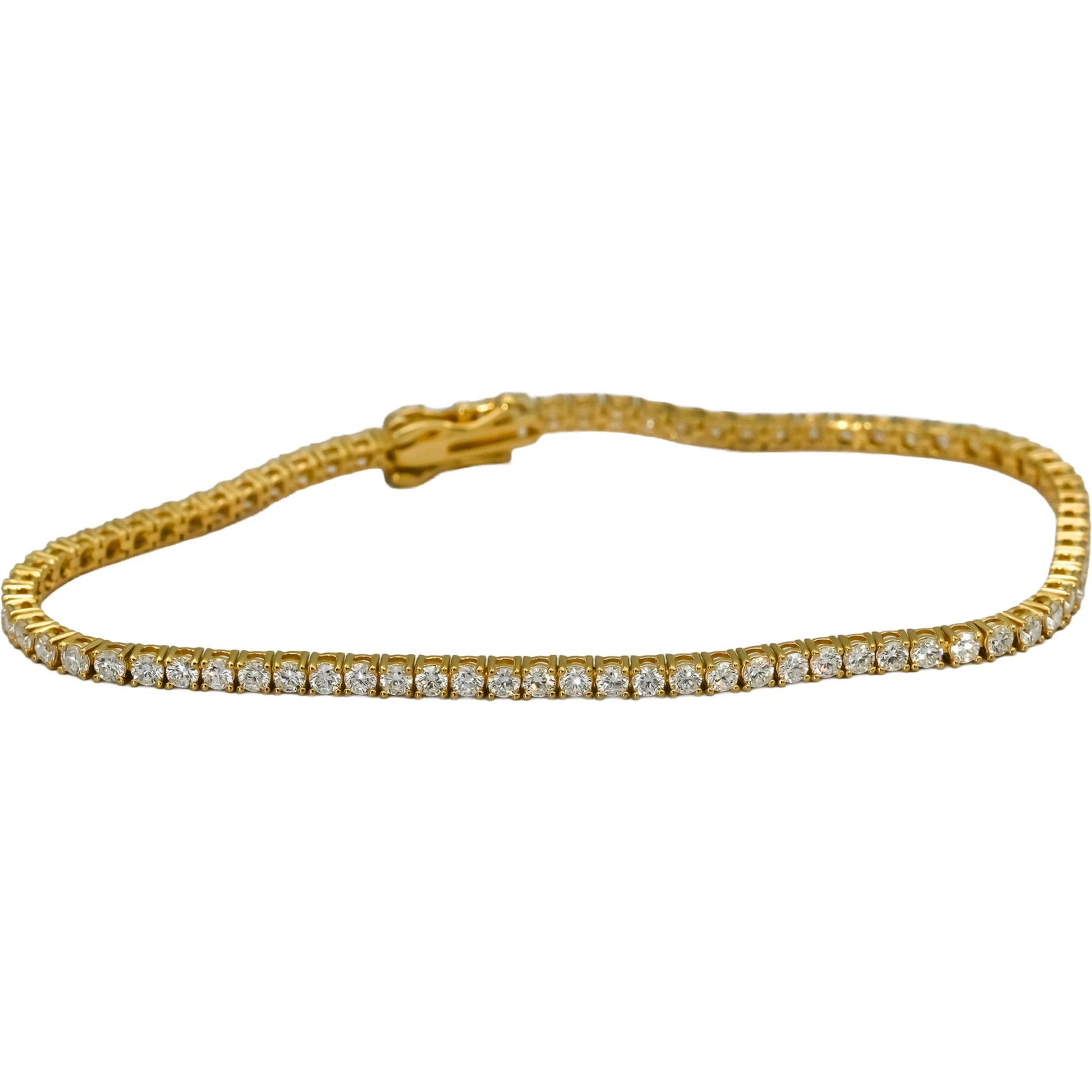 14k Yellow Gold VS Round Diamond Tennis Bracelet 2.67CT