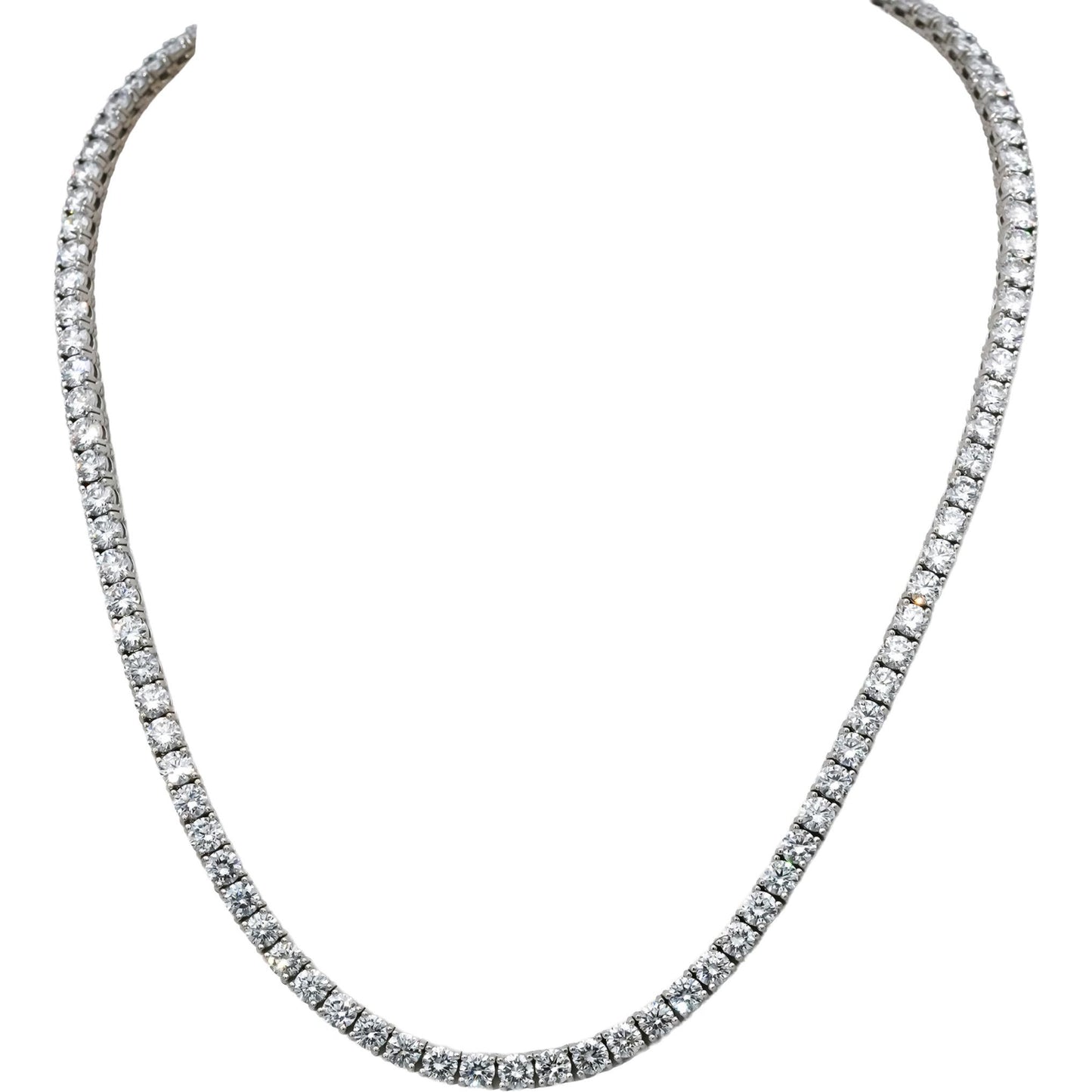 14k White Gold VVS-VS/D-F Round Lab-Grown Diamond Tennis Necklace 24.86CT