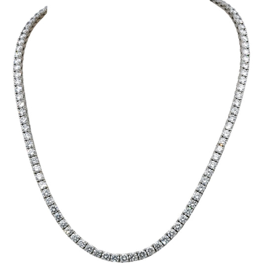 14k White Gold VVS-VS/D-F Round Lab-Grown Diamond Tennis Necklace 24.86CT
